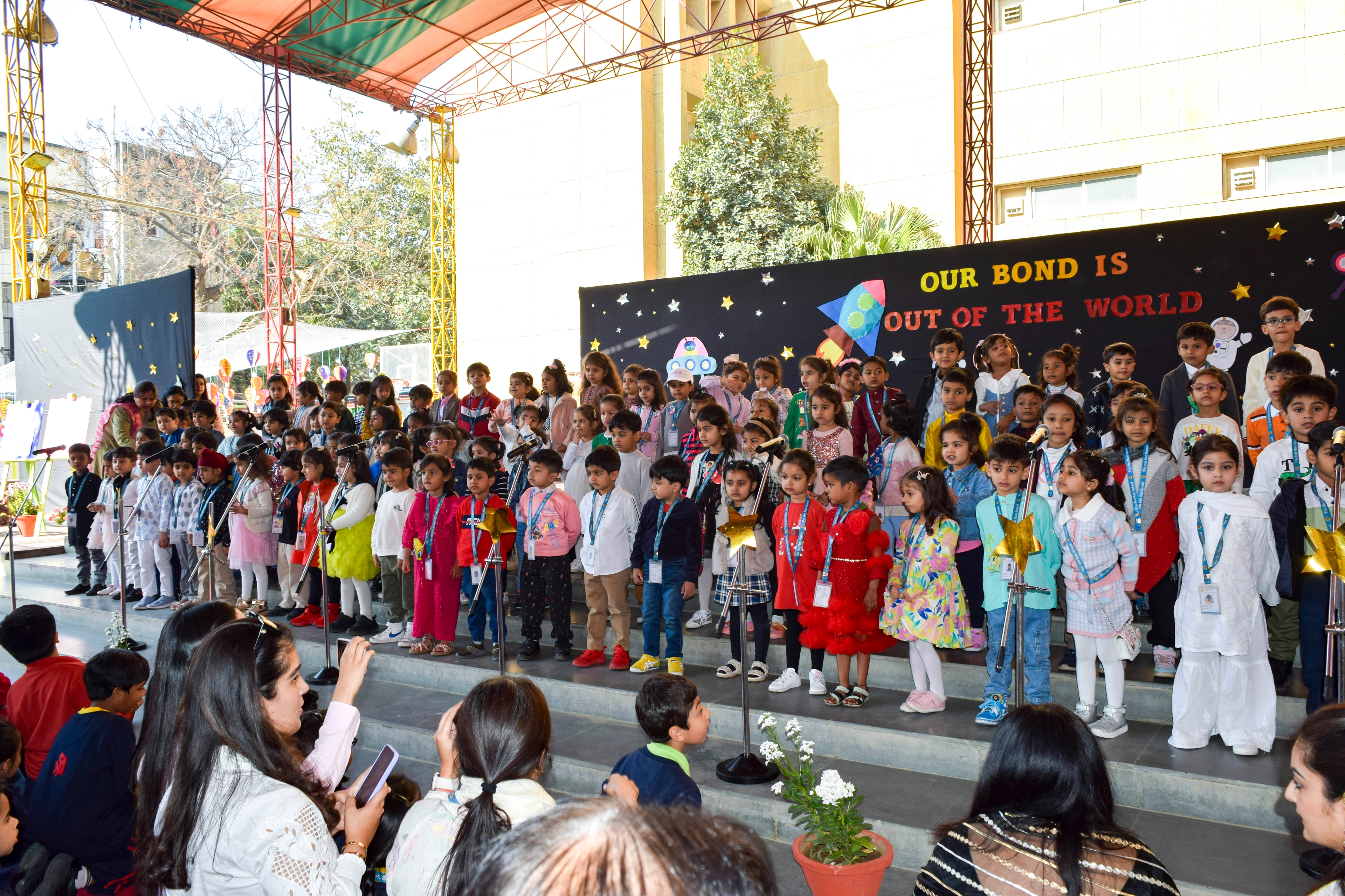 The Shri Ram School campus entrance with students arriving for the school day