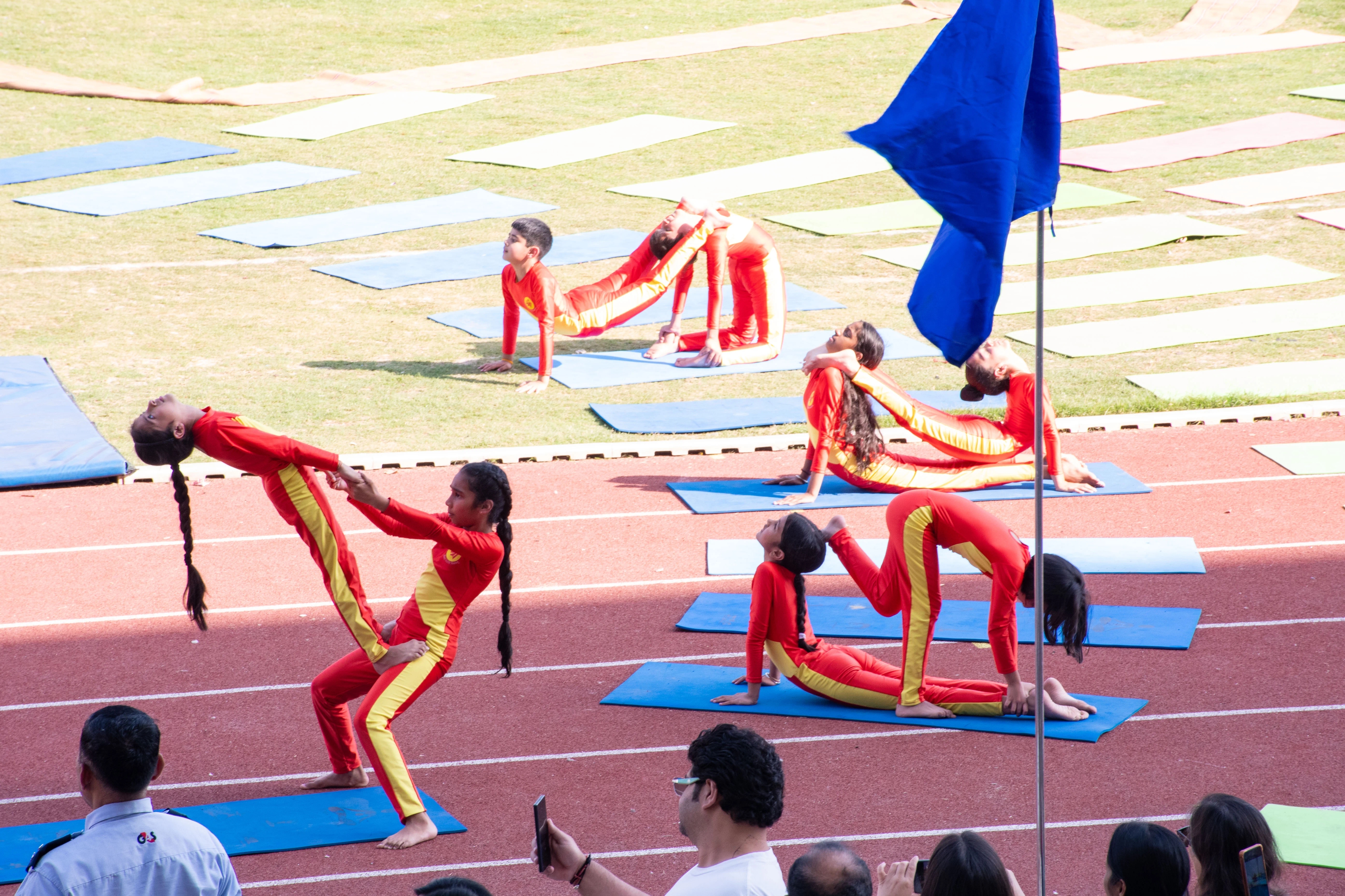 Students practising yoga during a session at The Shri Ram School